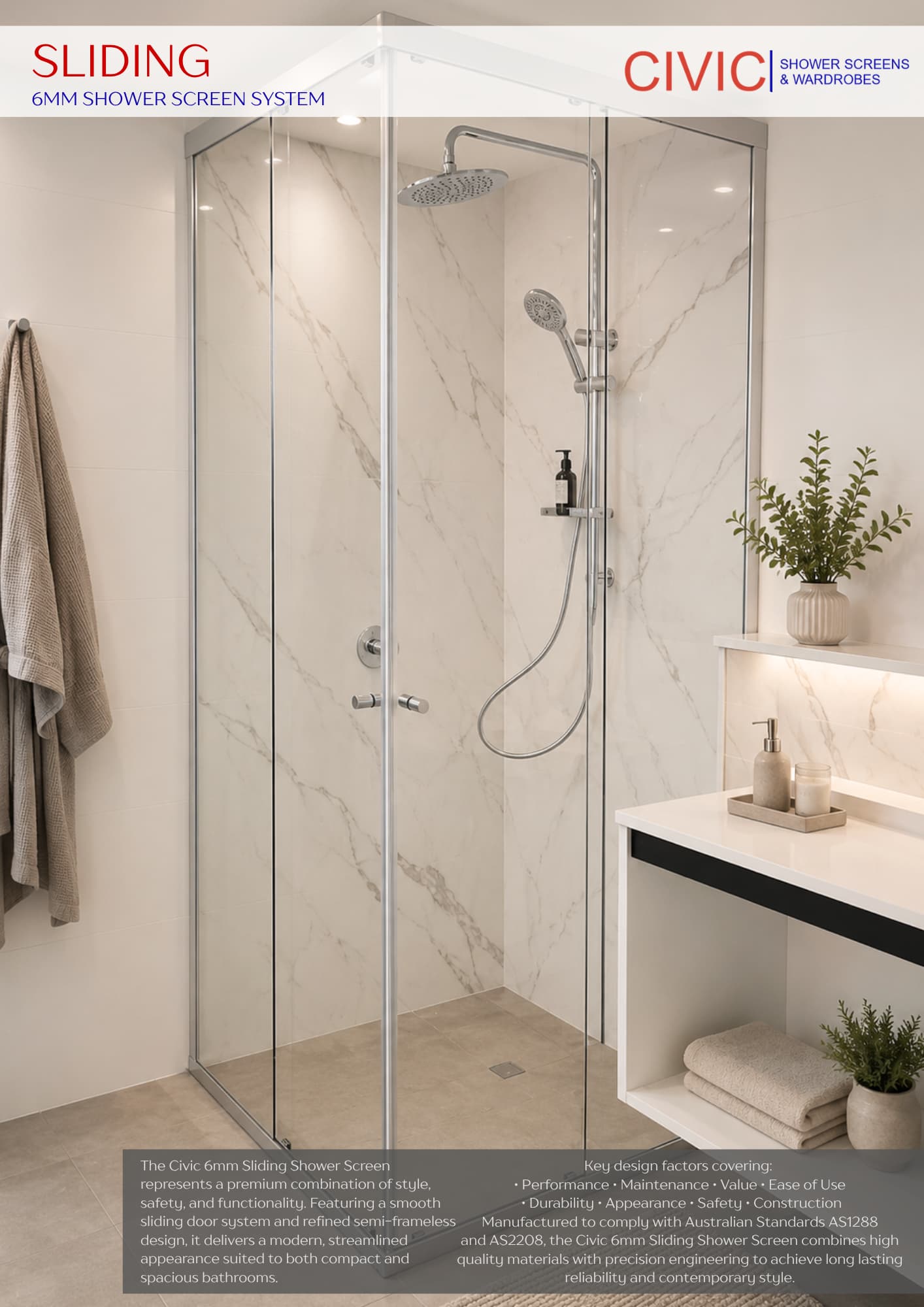 SLIDING: 6MM SHOWER SCREENS